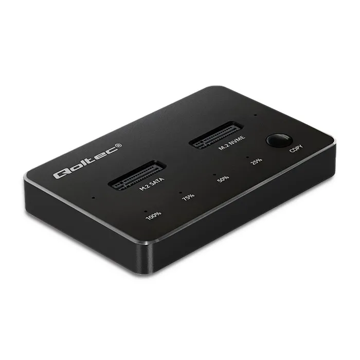 Stacja dokująca Qoltec 52274 do Dysków SSD M.2 NVMe SATA USB-C Czarny
