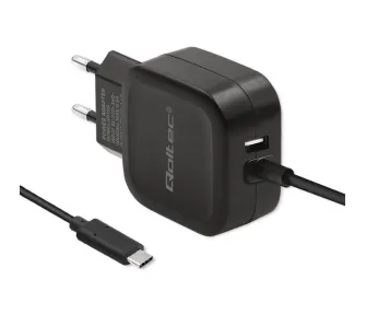 Ładowarka sieciowa Qoltec 50190 USB-A USB-C 17W Czarny