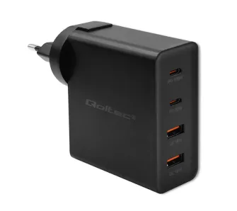 Ładowarka sieciowa Qoltec 52383 Power Pro GaN 2x USB-A 2x USB-C 130W Czarny