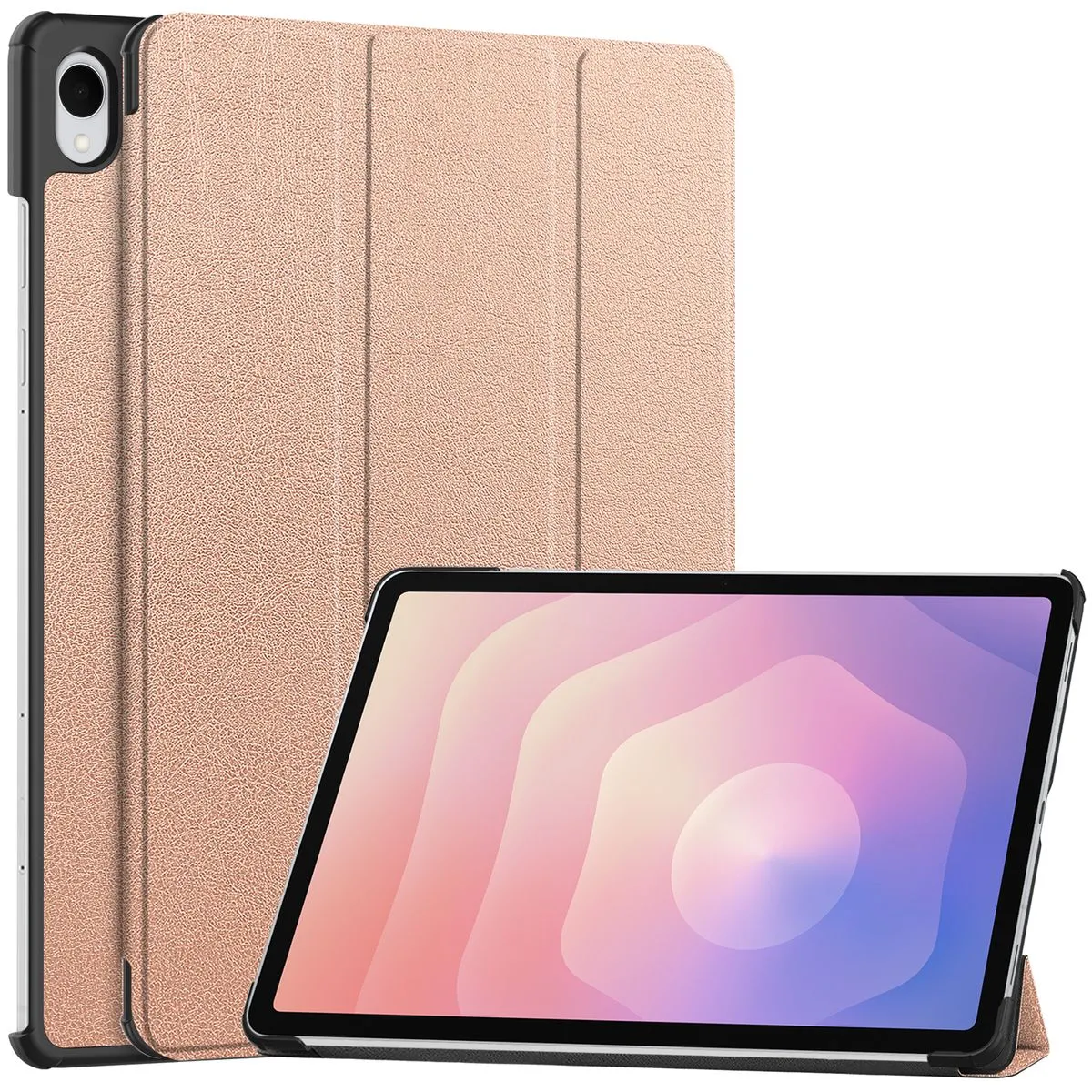Bizon Case Tab Croc z klapką do Samsung Galaxy Tab S11 Różowozłoty