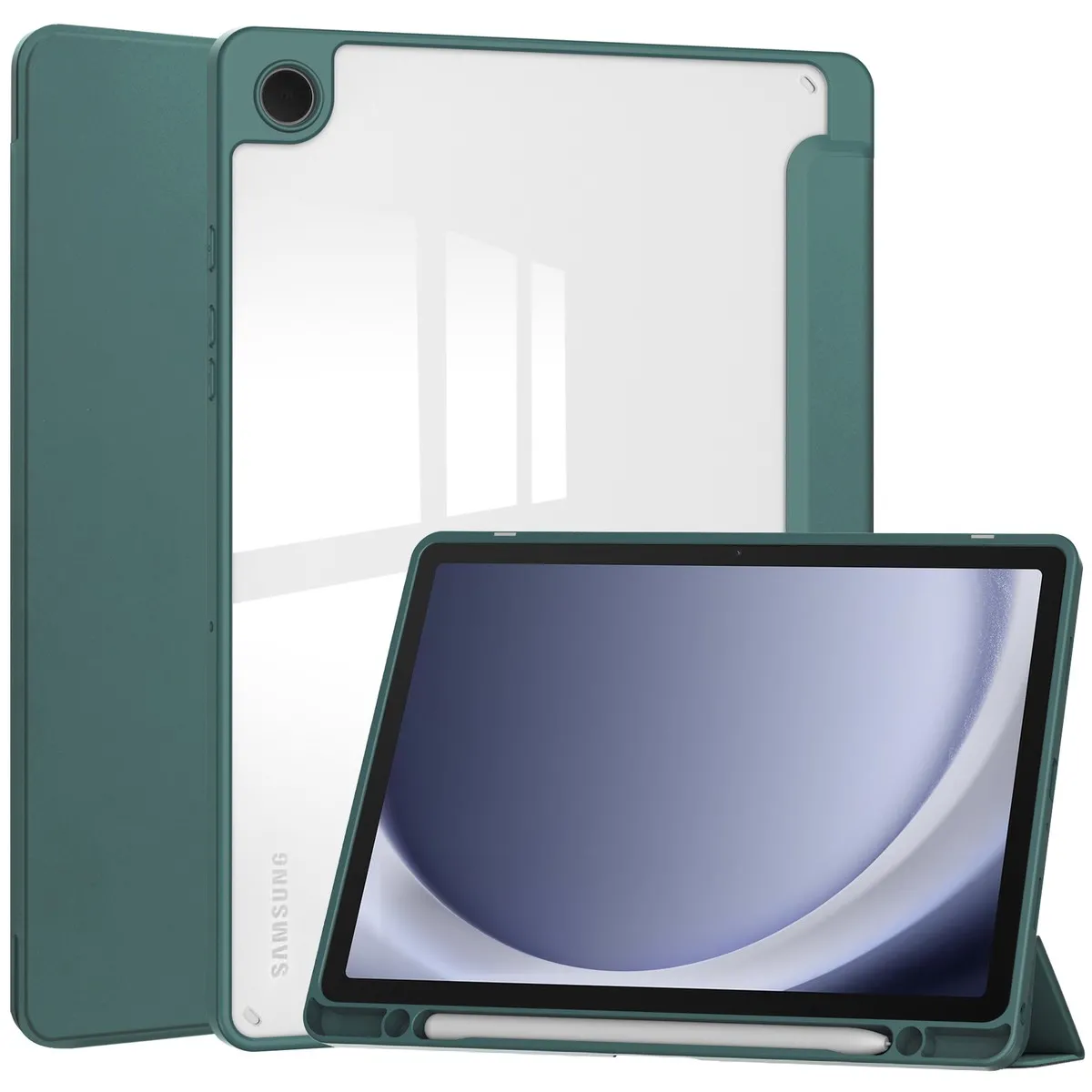 Bizon Case Tab Clear Matt z klapką do Samsung Galaxy Tab A9 Plus Ciemnozielony