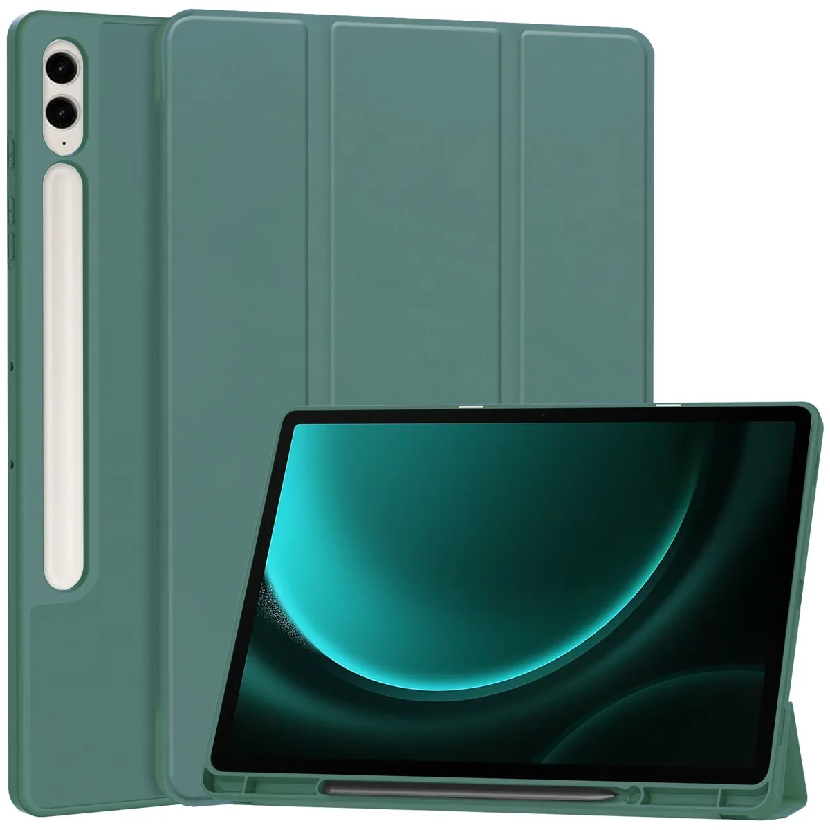 Etui na tablet Bizon Case Tab Lizard z klapką do Samsung Galaxy Tab S9 FE Plus Ciemnozielony