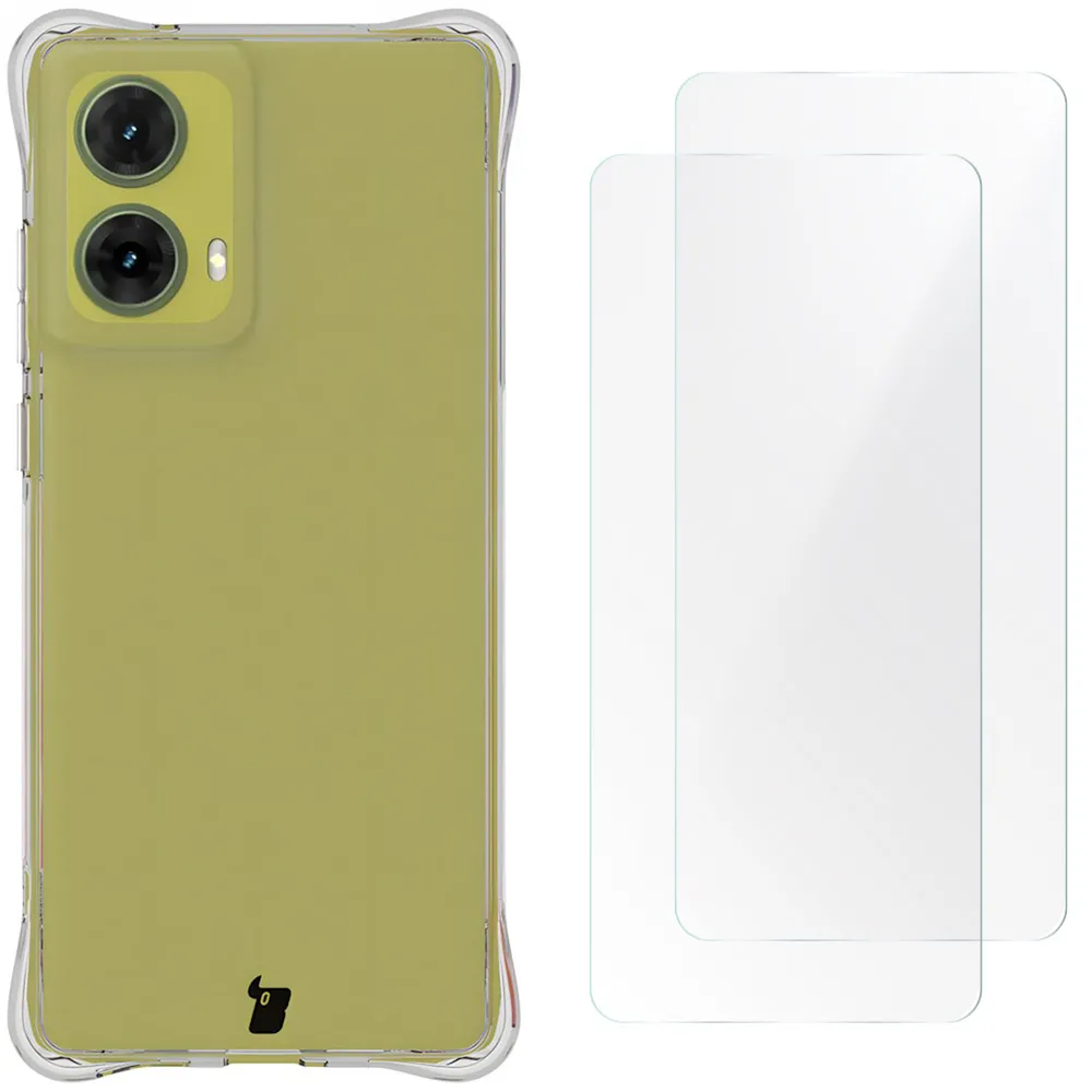 Etui Bizon elastyczne etui + 2x folia Clear Pack do Motorola Moto G85 5G