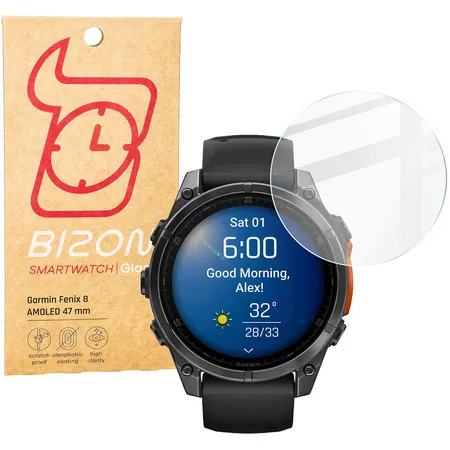Szkło hartowane Bizon Glass Watch Clear do Garmin Fenix 8 AMOLED 47mm