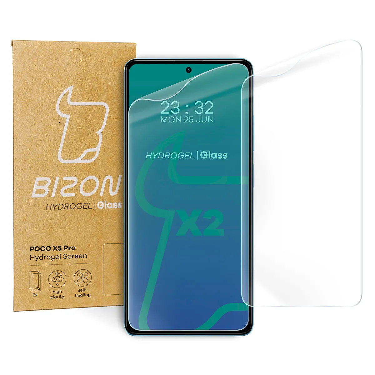 Folia hydrożelowa Bizon na ekran Hydrogel Front Duo do Xiaomi Poco X5 Pro 2 sztuki