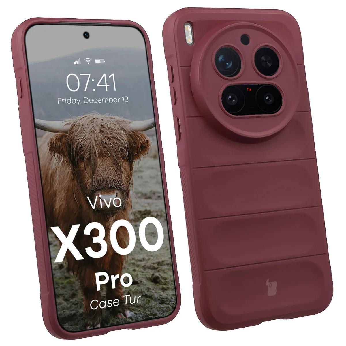 Etui Bizon Tur do Vivo X300 Pro Burgundowy