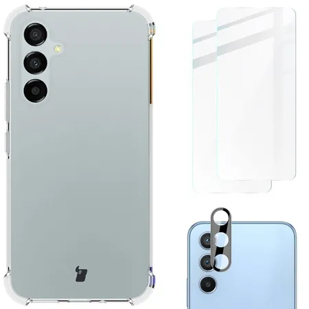 Etui Bizon elastyczne etui + 2x szkło hartowane + szkło na aparat Clear Pack do Samsung Galaxy A54 5G
