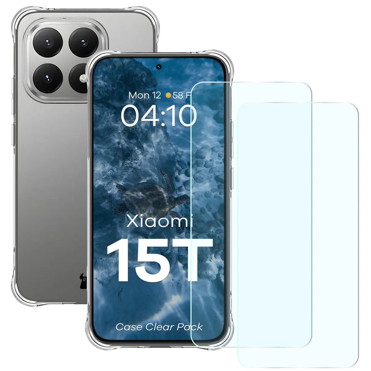 Etui Bizon elastyczne etui + 2x szkło hartowane Clear Pack do Xiaomi 15T