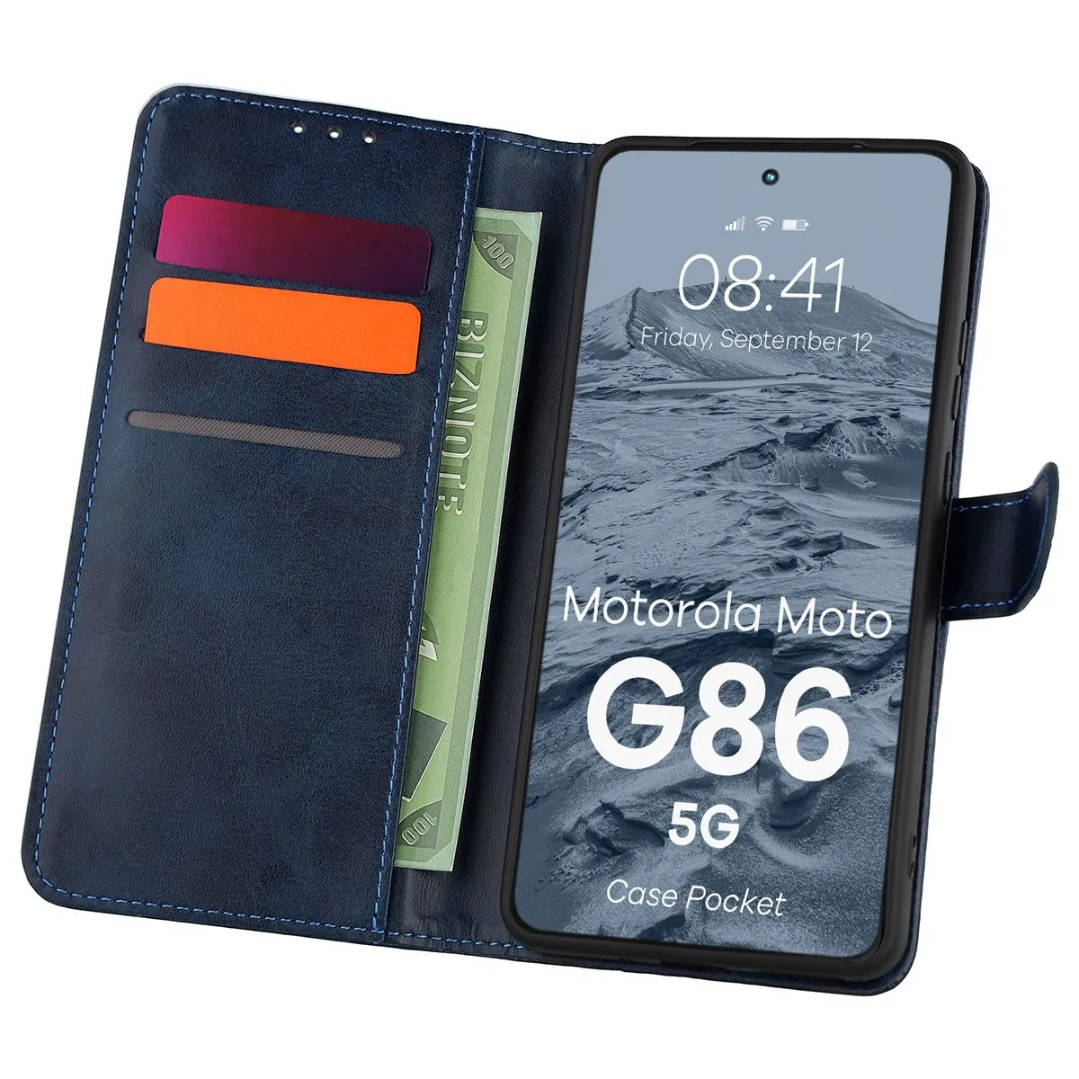 Etui Bizon Pocket do Motorola Moto G86 Power 5G Granatowy