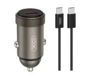 XO CC70 USB-C 30W Czarny + Kabel USB-C do USB-C