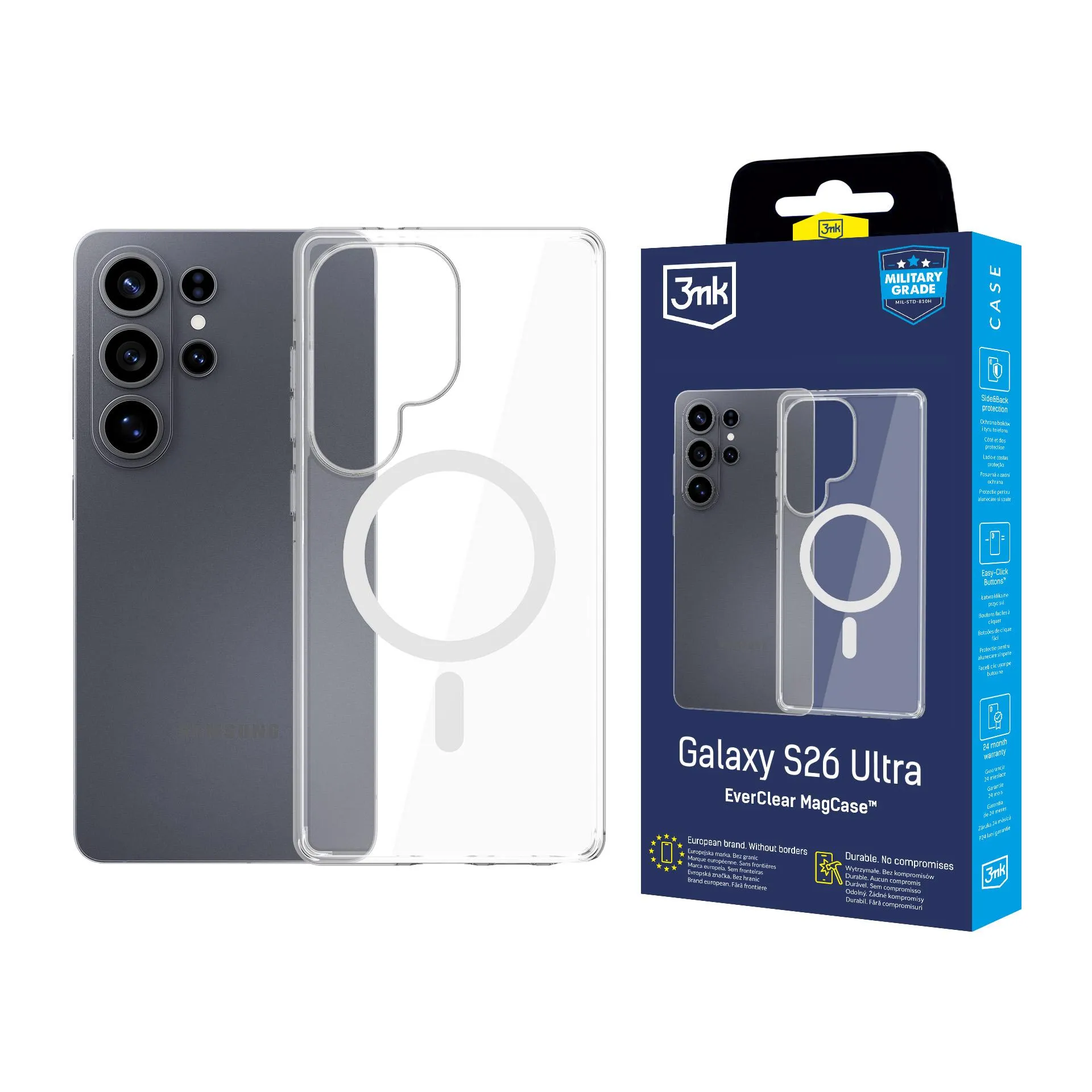 Etui 3mk EverClear MagCase do Galaxy S26 Ultra Przezroczysty