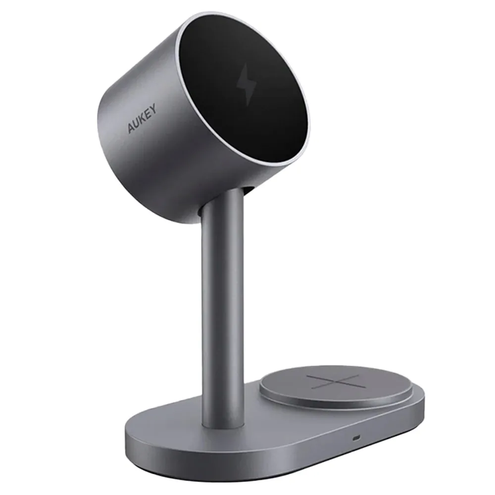 Ładowarka indukcyjna Aukey LC-MC213 MagFusion 2w1 Qi2.2 25W Szary