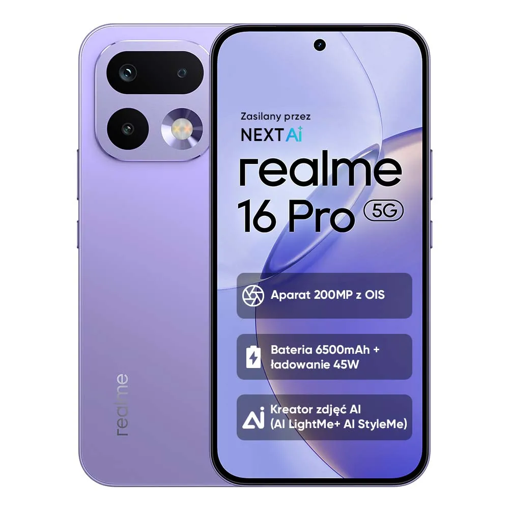 Smartfon realme 16 Pro 5G 8/512GB 6,78" 144Hz 200Mpix Fioletowy