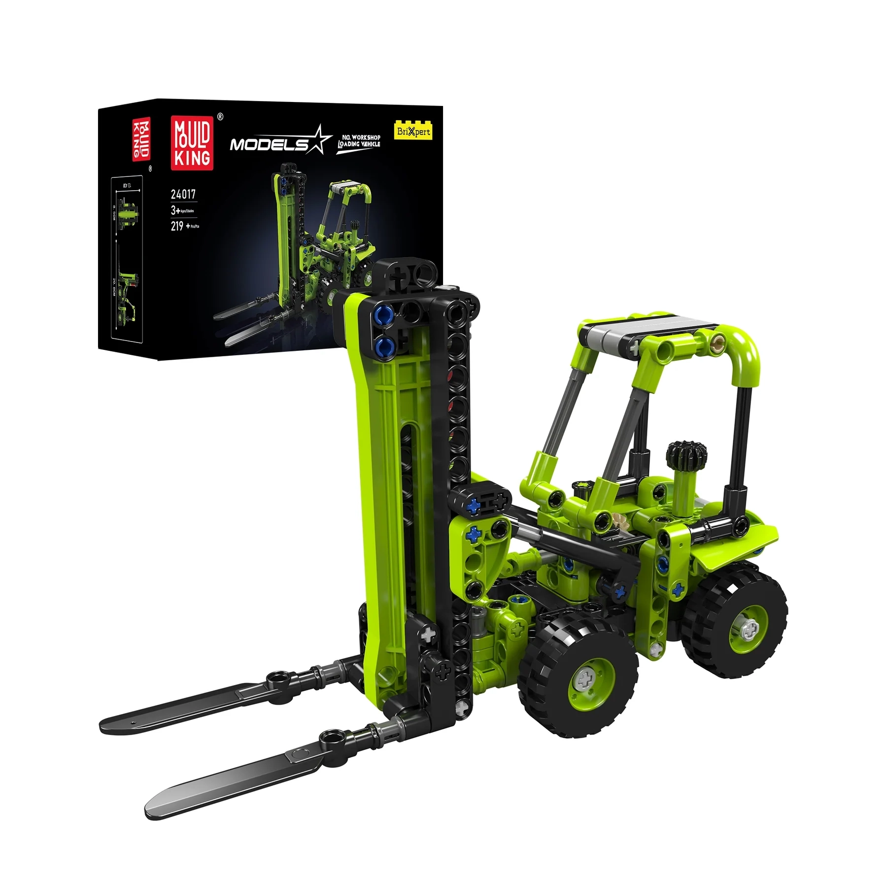 Model do składania Mould King 24017 Forklift Workshop Loading Vehicle Zestaw klocków z 219 elementów