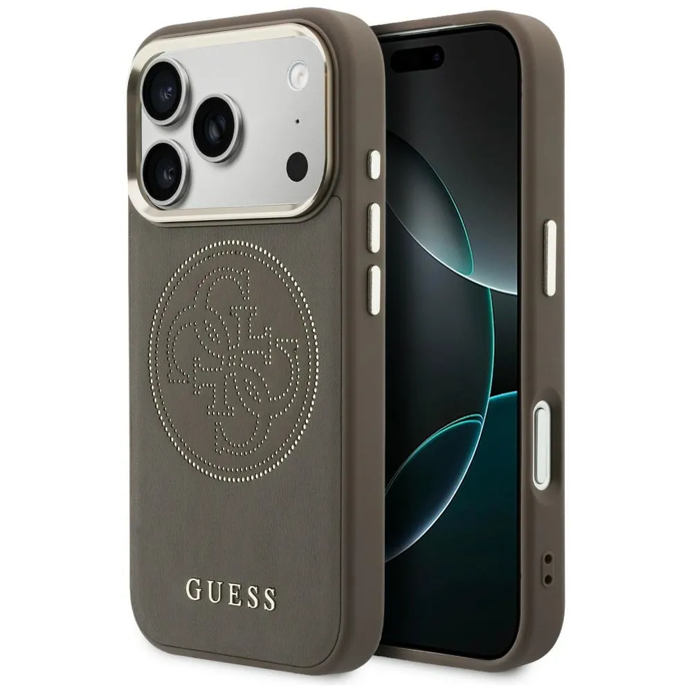 Etui Guess Perforated 4G MagSafe do iPhone 17 Pro Brązowy