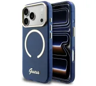 Guess IML Script Metal MagSafe do iPhone 17 Pro Niebieski