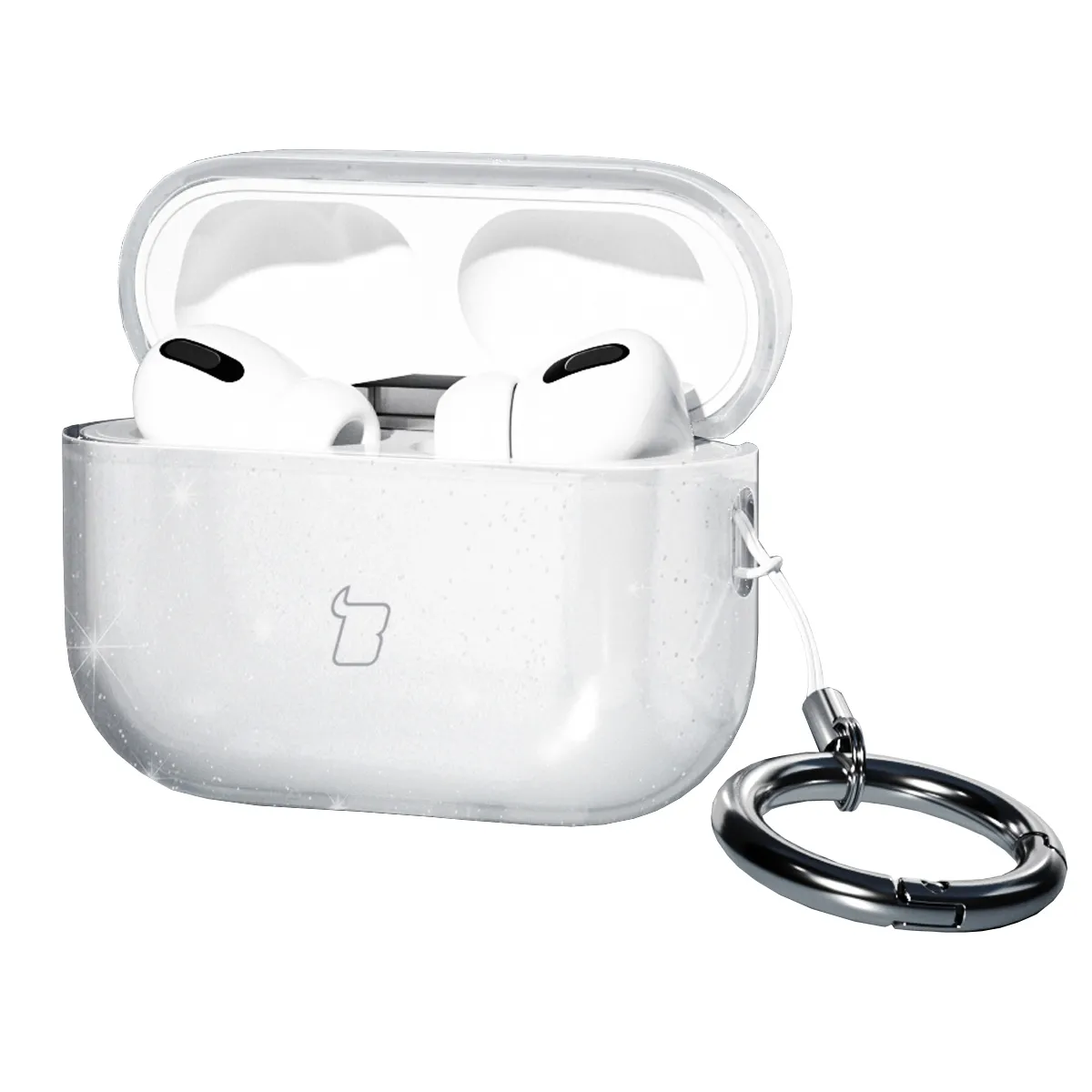 Etui na słuchawki Bizon Case Headphone Clear do AirPods Pro 3 Przezroczysty-Brokatowy