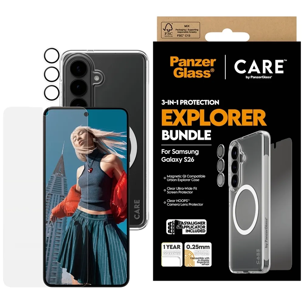 Zestaw ochronny PanzerGlass 3w1 Etui+Szkło+Lens do Galaxy S26