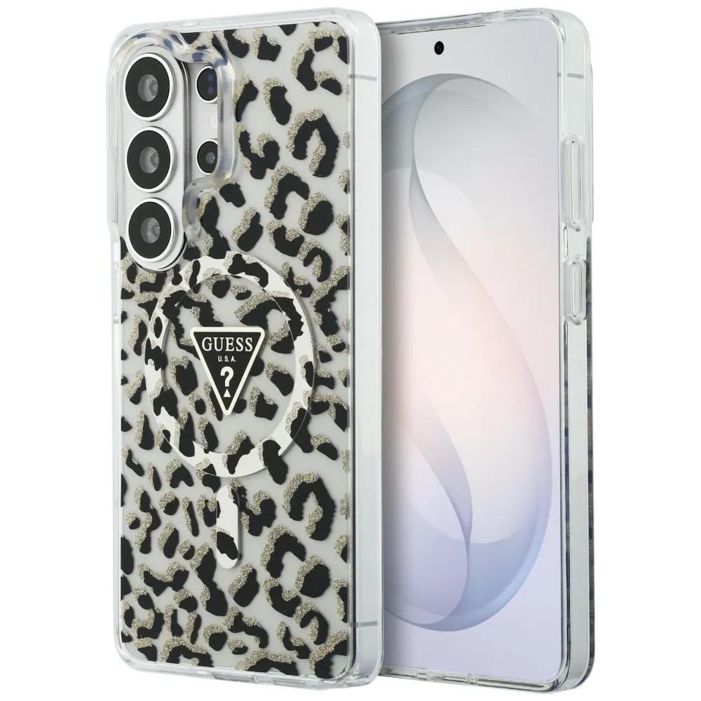 Etui Guess IML Leopard Print Triangle MagSafe do Galaxy S26 Ultra Czarny