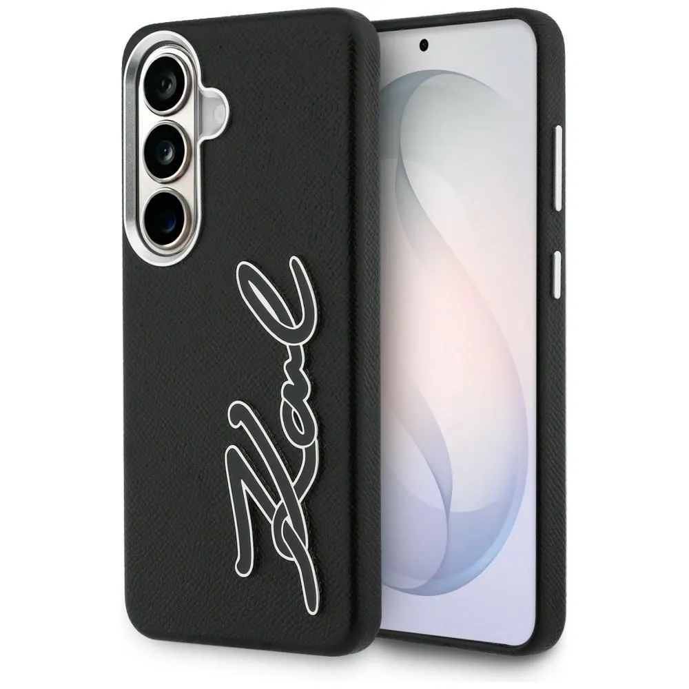 Etui Karl Lagerfeld Grained Signature Metal Resin Logo do Galaxy S26 Czarny