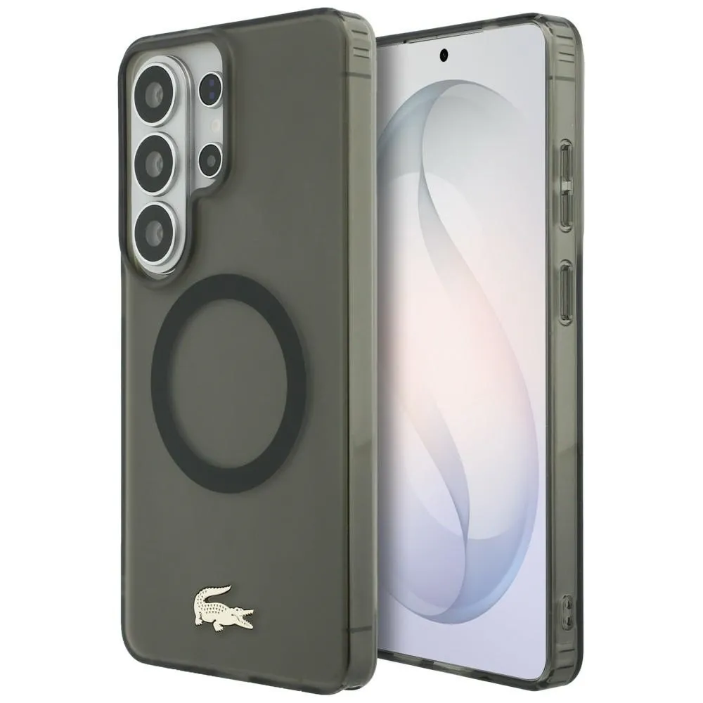 Etui Lacoste Shockproof Frosted Gold Logo MagSafe do Galaxy S26 Ultra Czarny