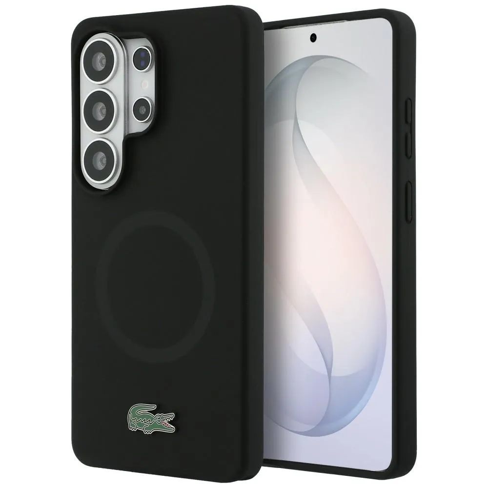 Etui Lacoste Silicone Metal Croc Logo MagSafe do Galaxy S26 Ultra Czarny