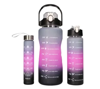 Bidon Extralink Motywacyjny 3w1 Różowo czarny