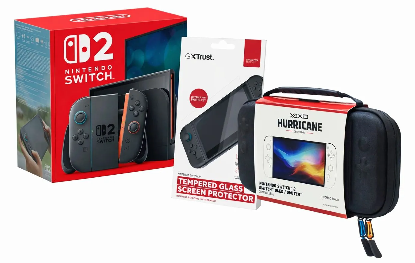 Konsola Nintendo Switch 2 Joy-Con Czarny + Szkło Trust GXT 1254 + Etui Yaxo Hurricane