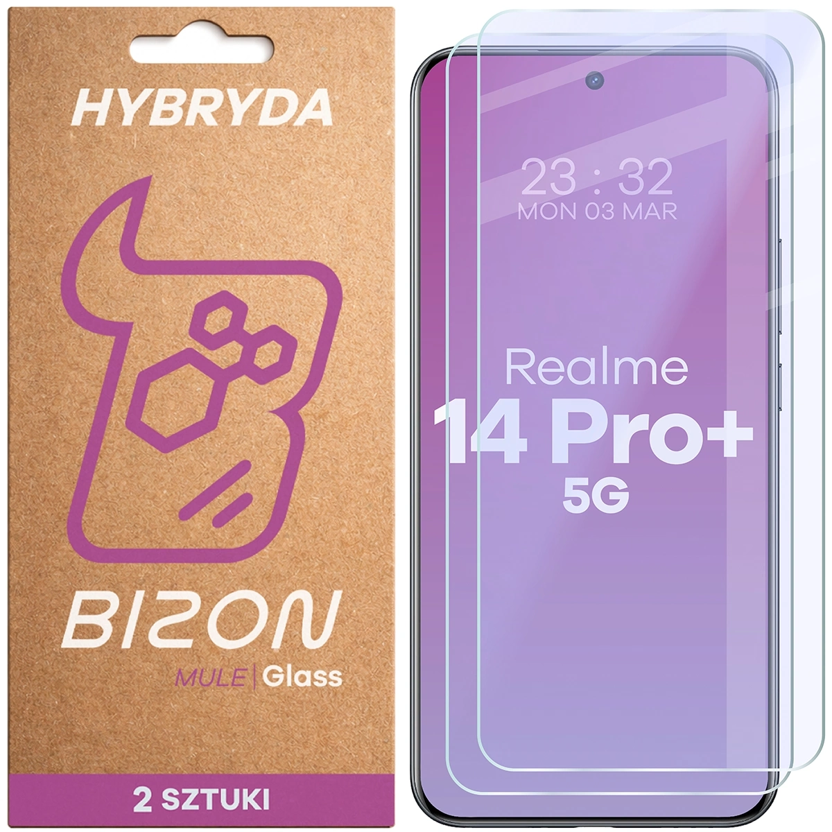 Szkło hybrydowe Bizon elastyczne Glass Mule Duo do Realme 14 Pro Plus 5G 2 sztuki