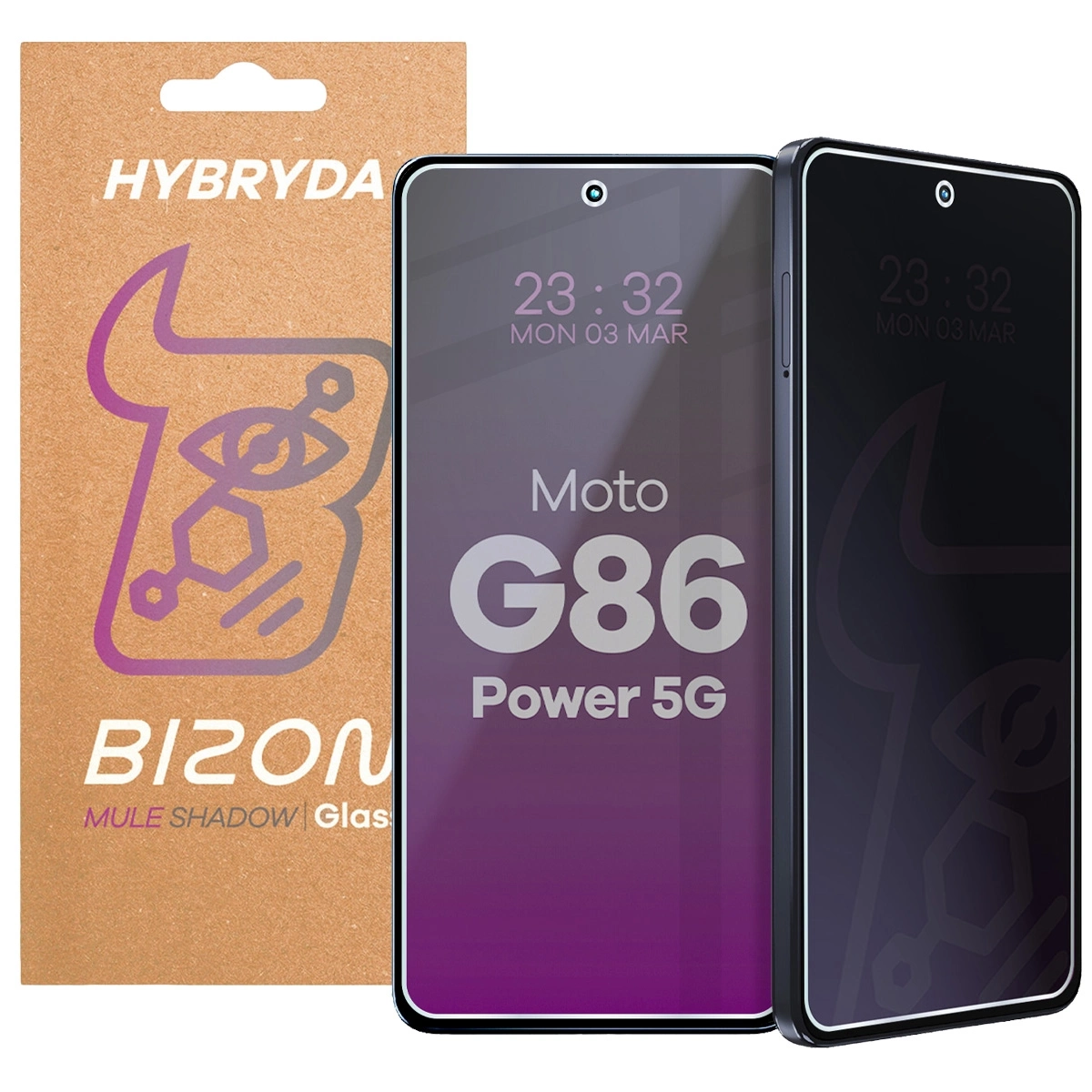 Szkło hybrydowe Bizon prywatyzujące Glass Mule Shadow do Motorola Moto G86 Power 5G