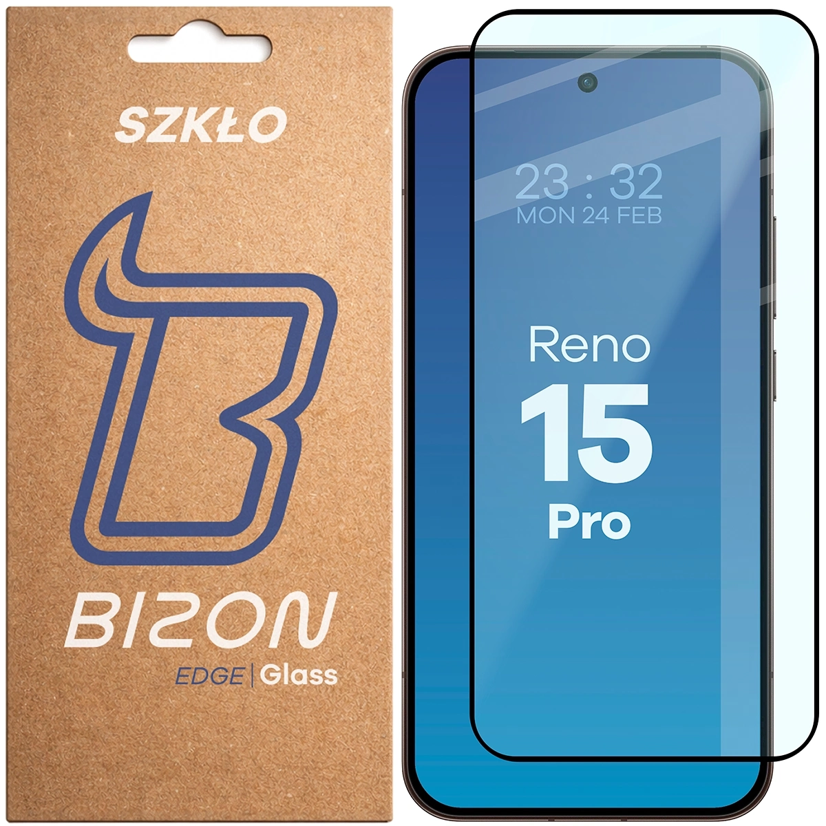 Szkło hartowane Bizon z ramką Glass Edge 2 do Oppo Reno 15 Pro