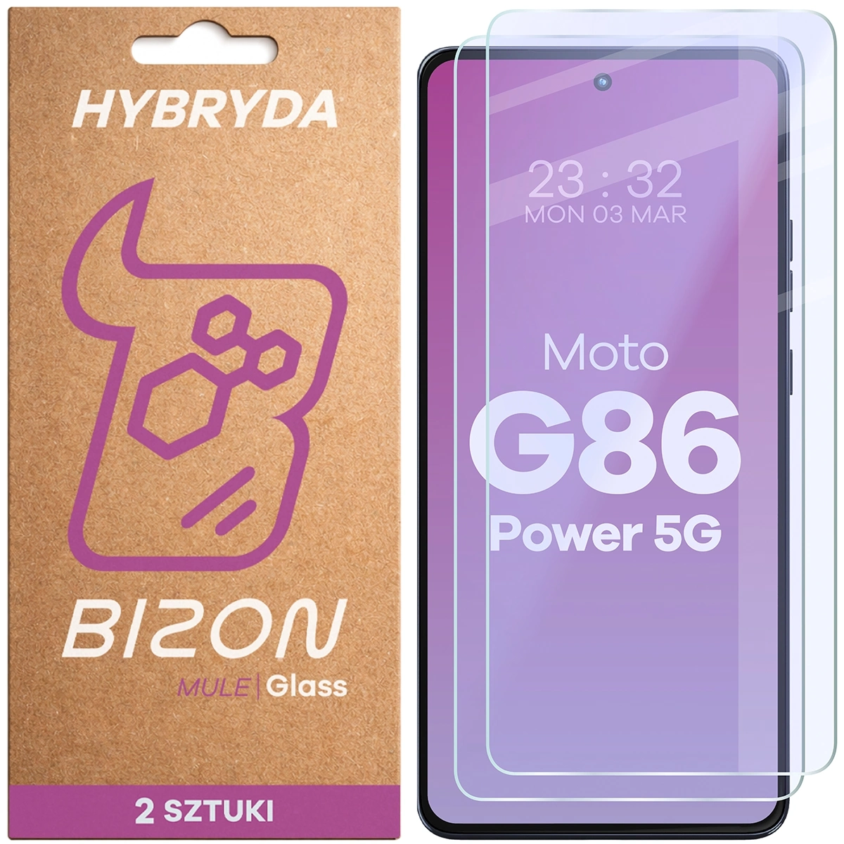 Szkło hybrydowe Bizon elastyczne Glass Mule Duo do Motorola Moto G86 Power 5G 2 sztuki