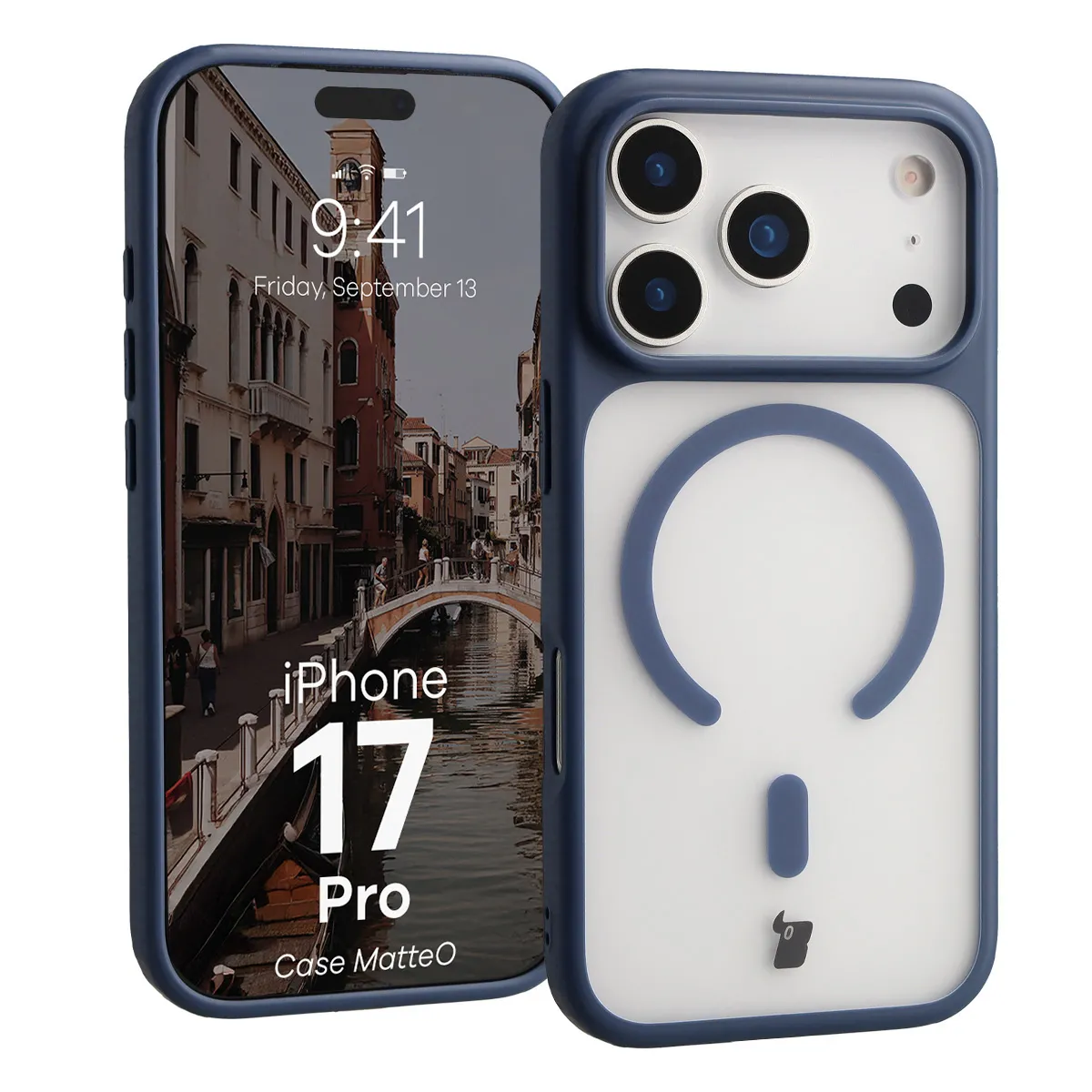 Szkło hartowane Bizon Case MatteO do iPhone 17 Pro Granatowy