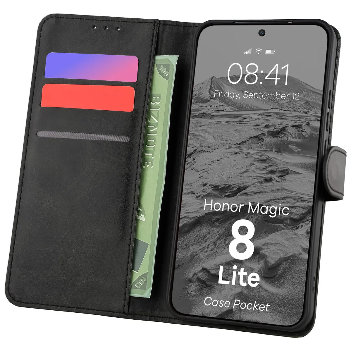 Etui Bizon Pocket do Honor Magic8 Lite Czarny