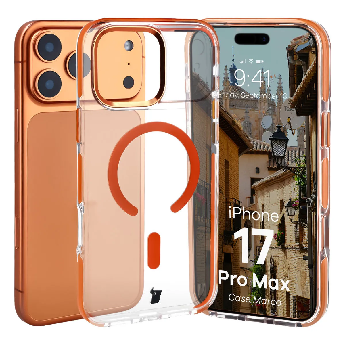 Etui Bizon Marco do iPhone 17 Pro Max Pomarańczowy