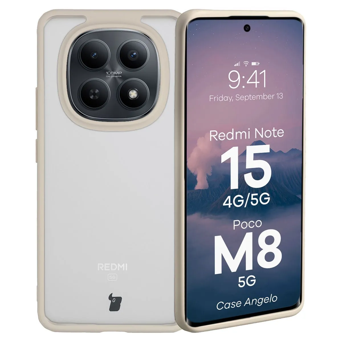 Etui Bizon Angelo do Xiaomi Redmi Note 15 / POCO M8 5G Beżowy