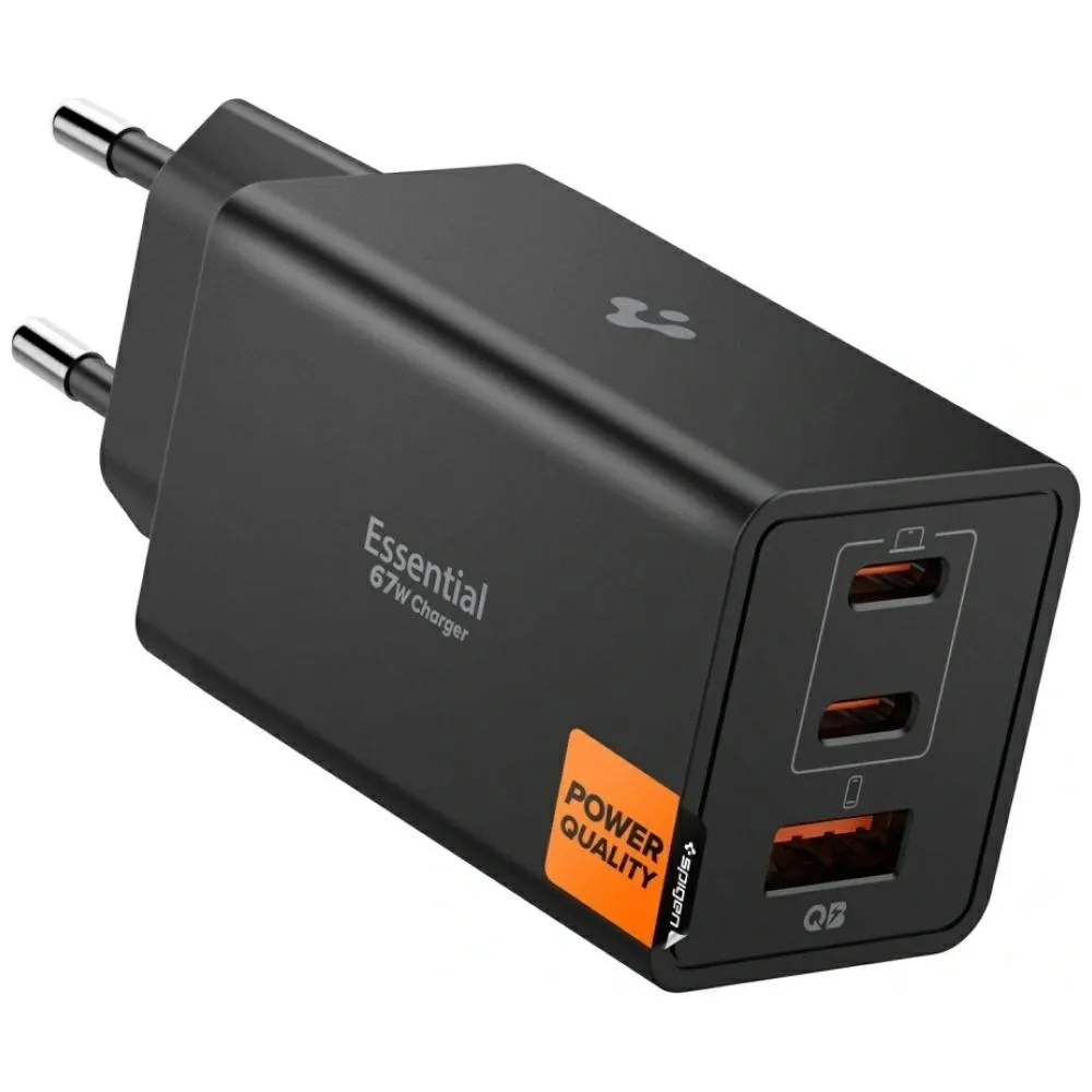 Ładowarka sieciowa Spigen EE673EU 2x USB-C USB-A 67W Czarny