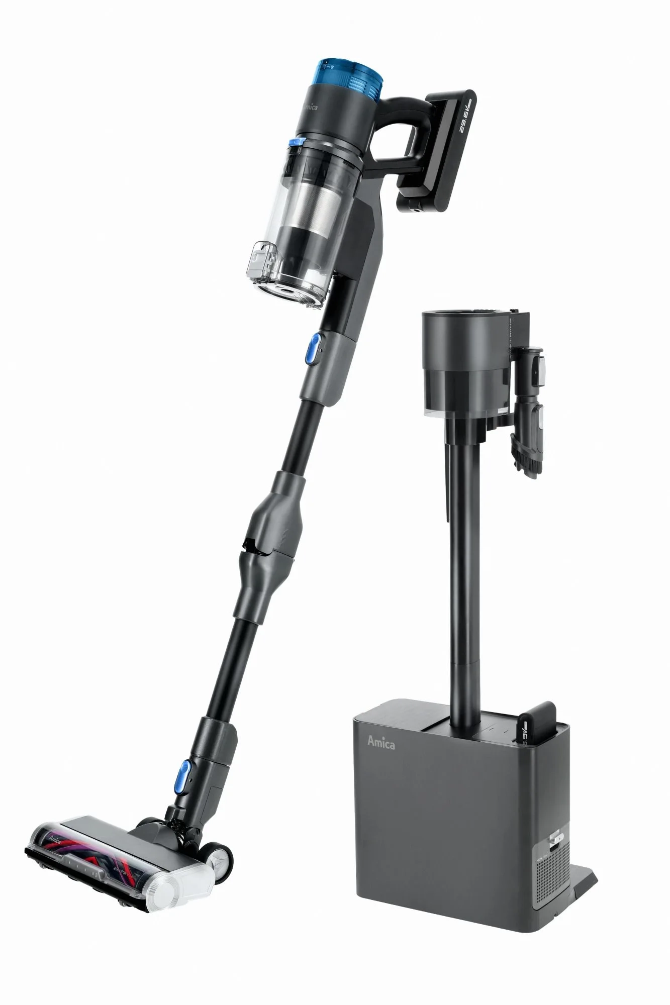 Odkurzacz pionowy Amica VMB Zonda Turbo 60min Wymienny akumulator Mini elektroszczotka