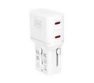 3mk Incharge Globe 2x USB-C PD QC4+ PPS SCP AFC US/EU/AUS/UK 45W