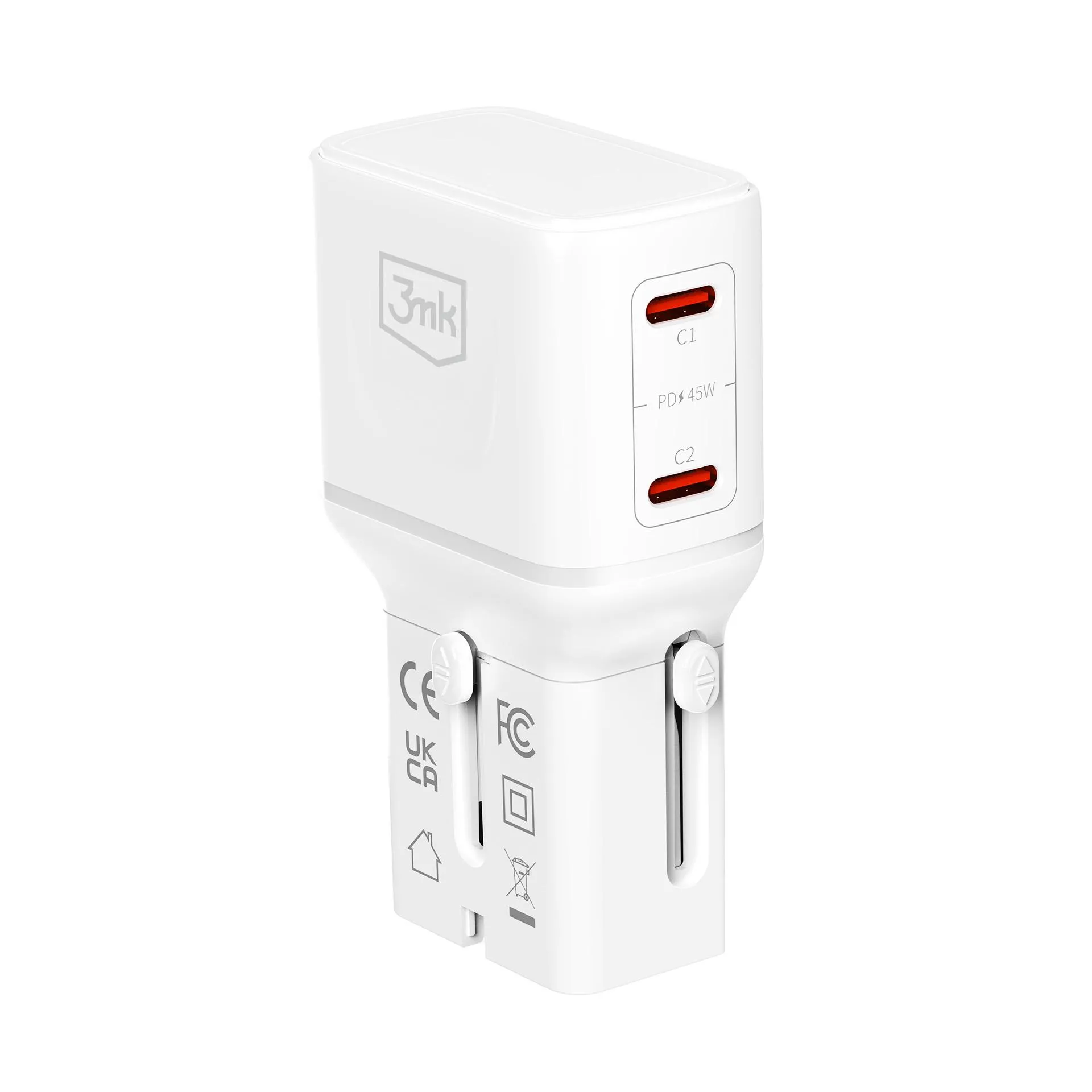 Adapter podróżny 3mk Incharge Globe 2x USB-C PD QC4+ PPS SCP AFC US/EU/AUS/UK 45W
