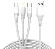 Vayox VA0122 3w1 USB-A do microUSB/Lightning/USB-C 1m Biały
