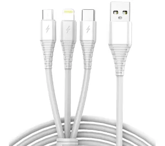 Kabel Vayox VA0122 3w1 USB-A do microUSB/Lightning/USB-C 1m Biały