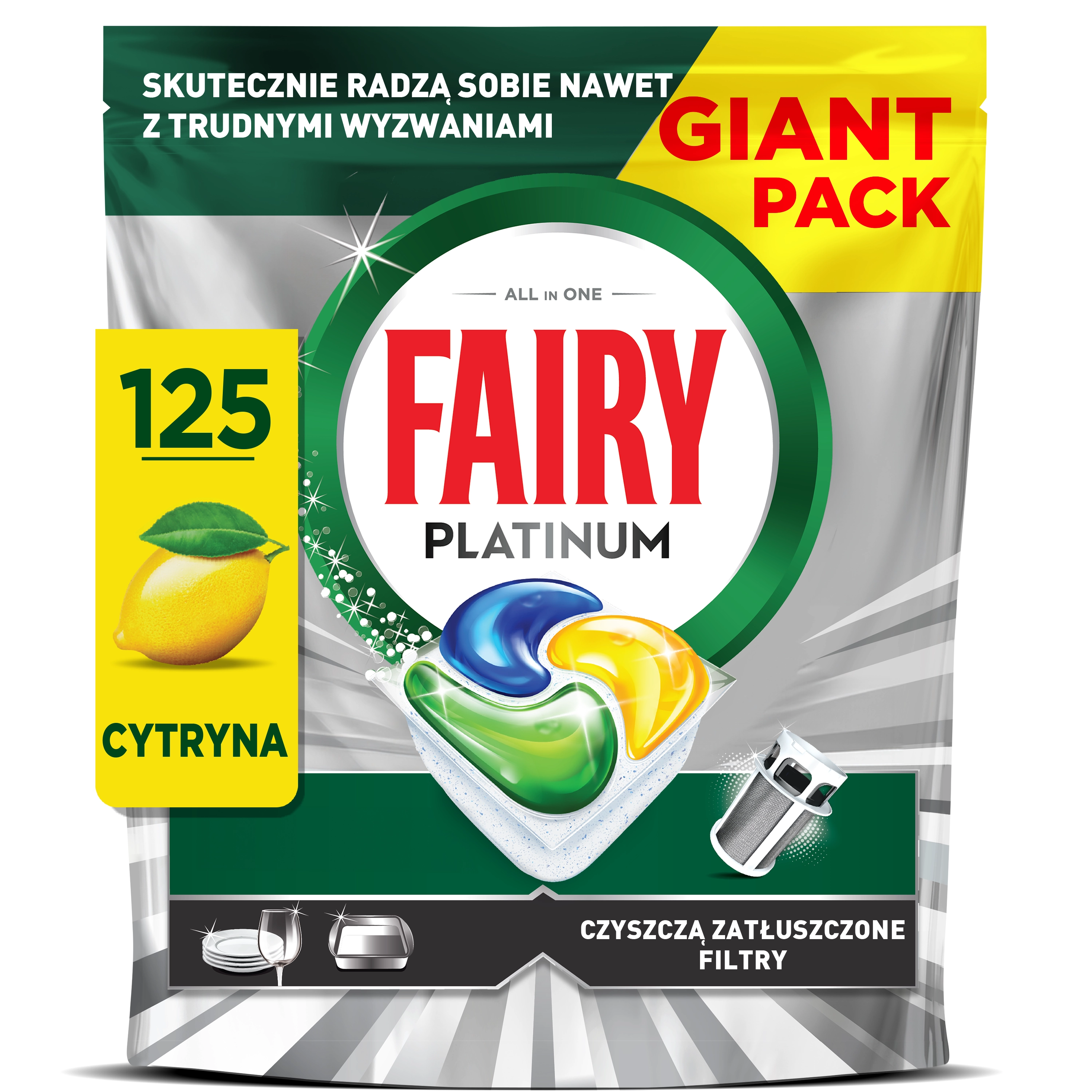 Kapsułki do zmywarki Fairy Platinum All In One Lemon 125szt