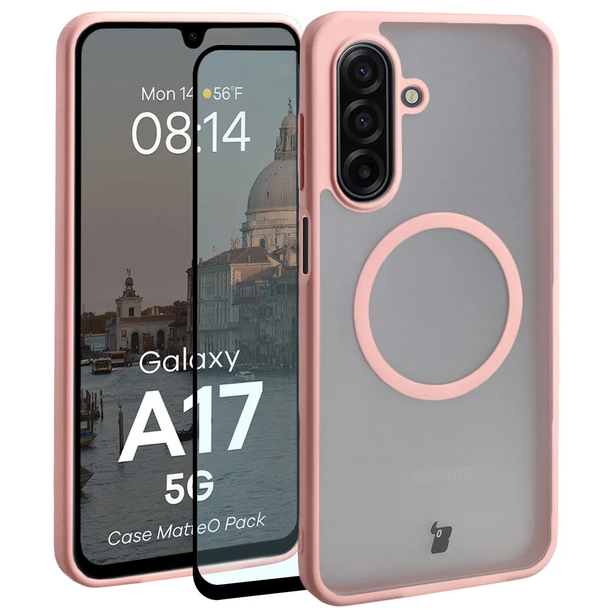 Szkło hartowane Bizon MatteO Pack do Galaxy A17 5G Jasnoróżowy