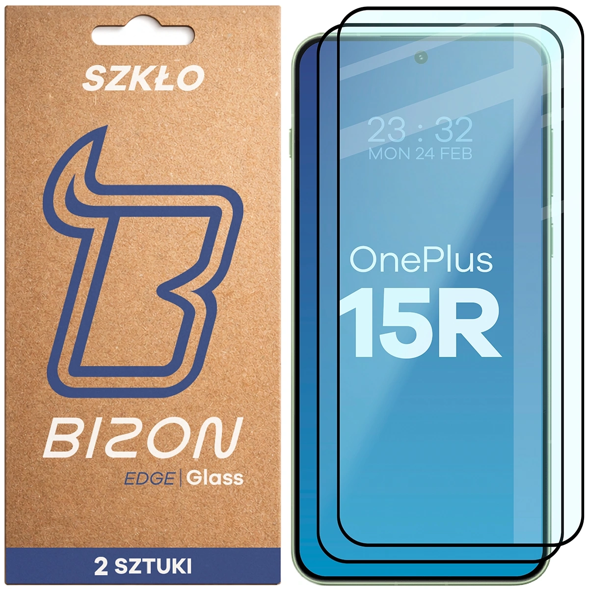 Szkło hartowane Bizon z ramką Glass Edge Duo do OnePlus 15R 2 sztuki