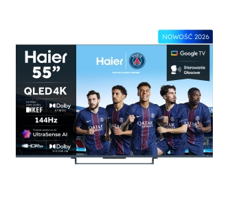 Telewizor Haier H55S90GUX 55" QLED 4K 144 Hz GoogleTV Funkcje AI Dolby Vision Dolby Atmos HDMI 2.1 DVB-T2