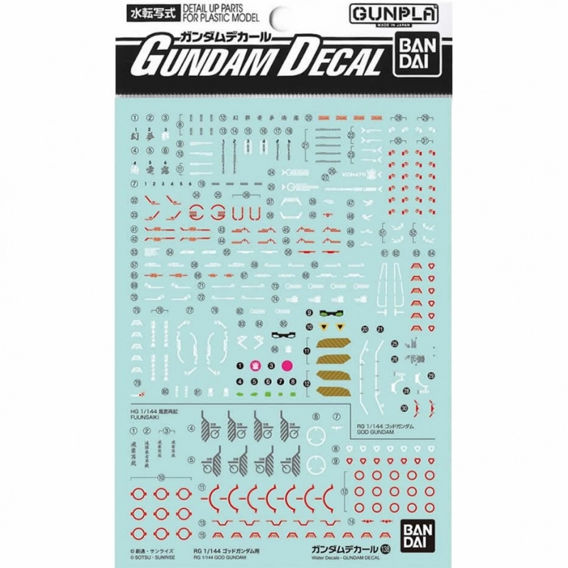 Naklejki Bandai GUNDAM DECAL 138 RG 1/144 GOD GUNDAM