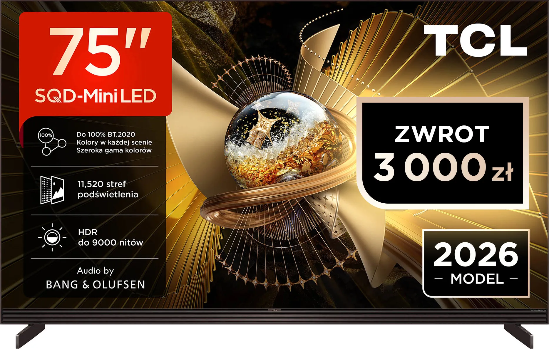 Telewizor TCL 75X11L 75" SQD-Mini LED 4K 144Hz Google TV Dolby Vision Dolby Atmos DTS-X Bang & Olufsen HDMI 2.1 DVB-T2