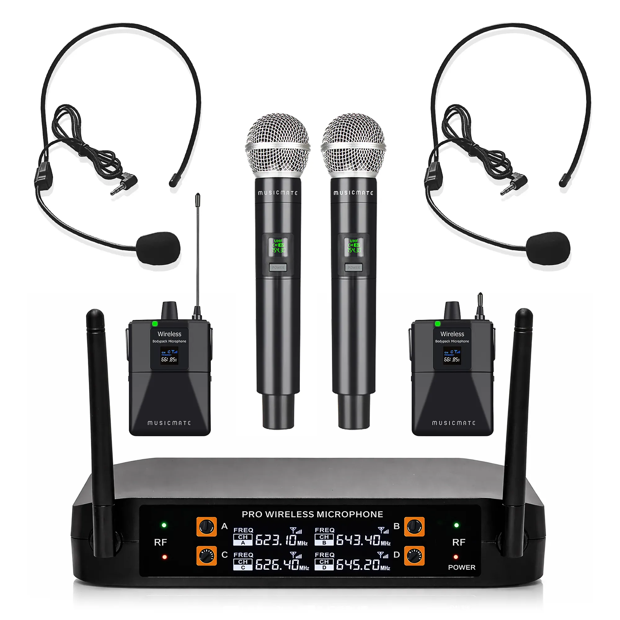 Musicmate Zestaw mikrofonowy MM-550 VocalSound Dynamiczny Bezprzewodowy Czarny