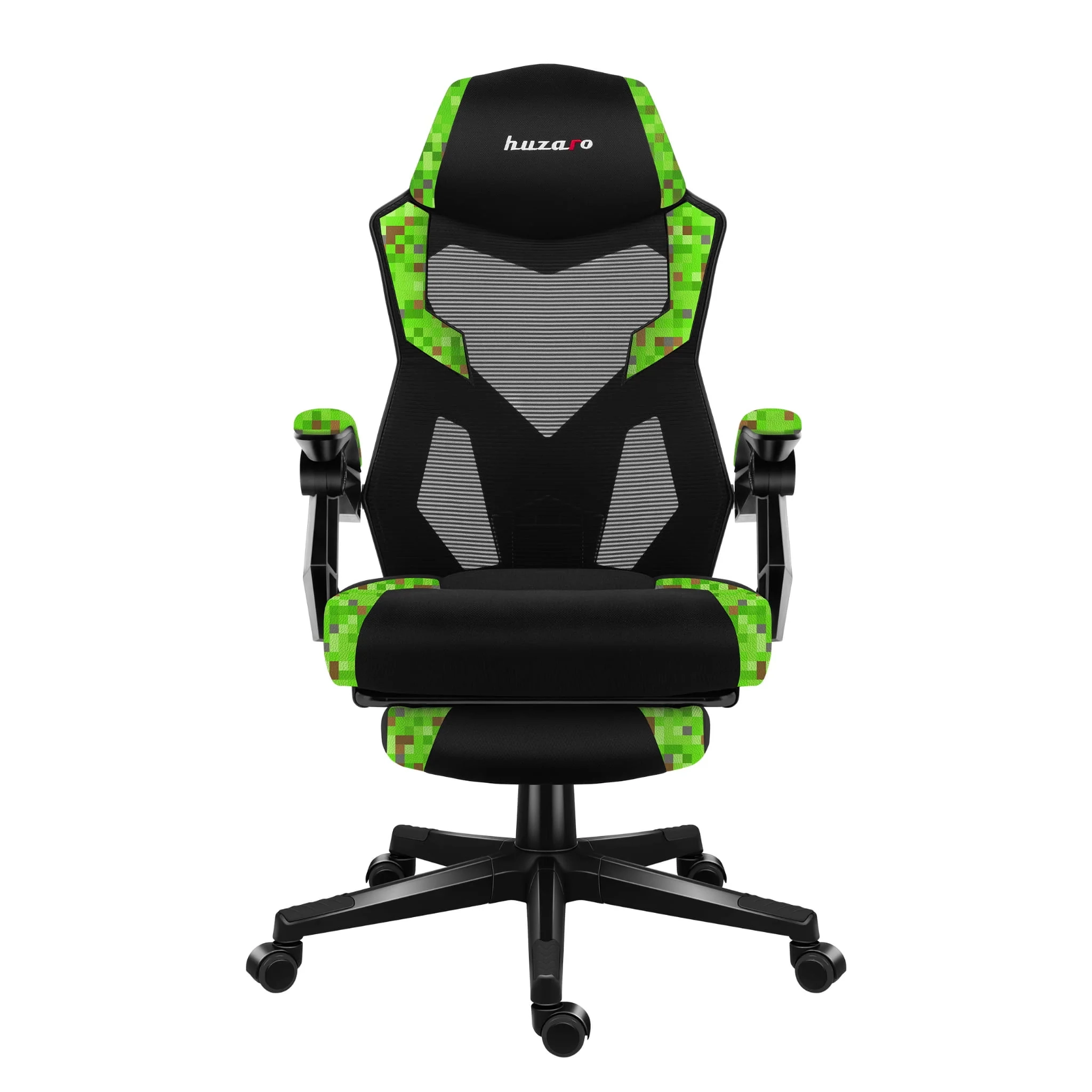 Fotel Huzaro Combat 3.1 Pixel Gamingowy do 150kg Tkanina Czarno-zielony